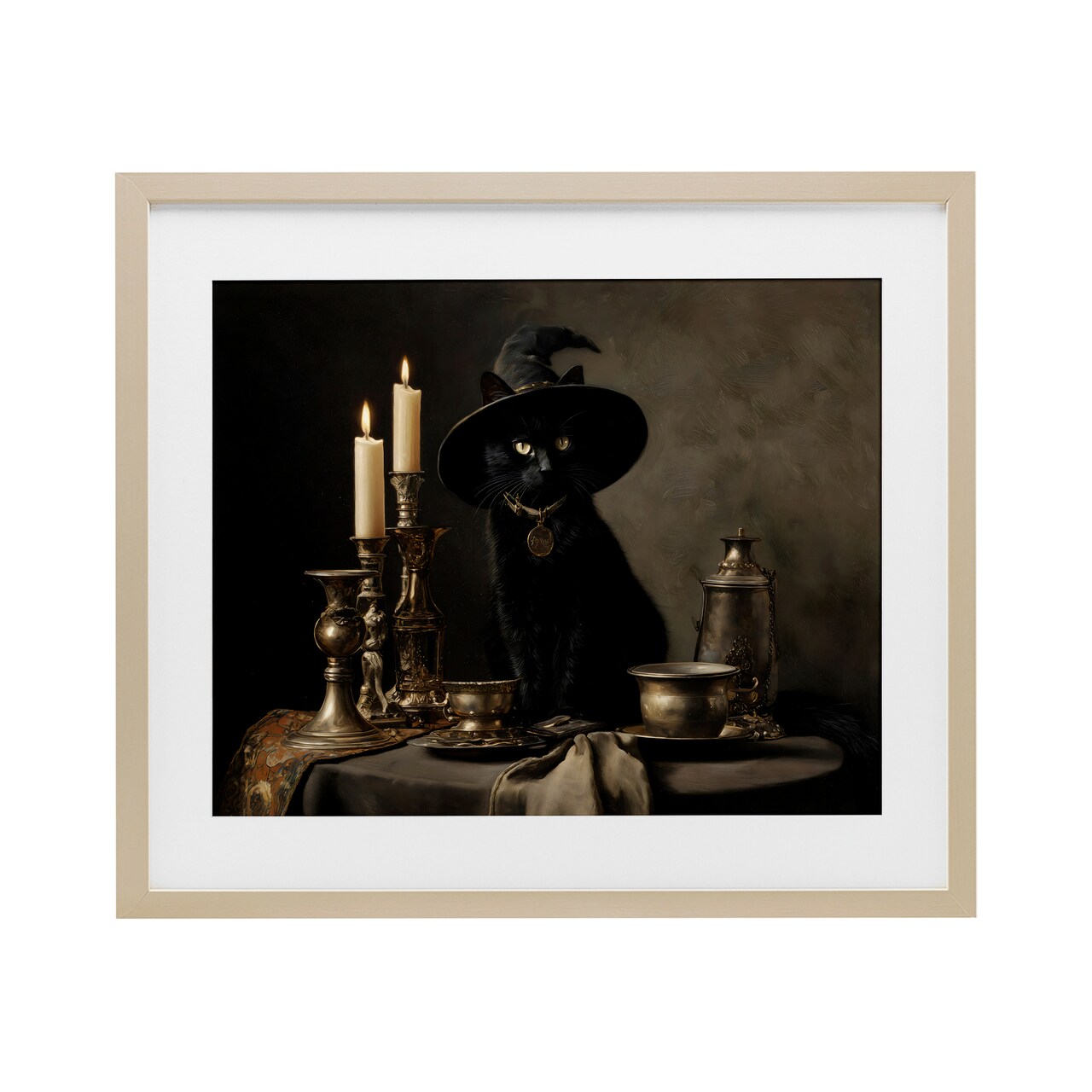 Stupell Industries Vintage Witchy Black Cat Framed Print Under Glass, design by Arlington Prints
